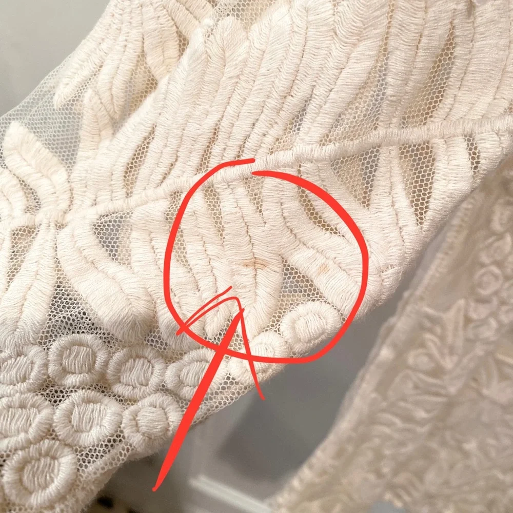 Anthropologie Meadow Rue XS Cream Ivory Embroidered Blouse - Picture 4 of 5